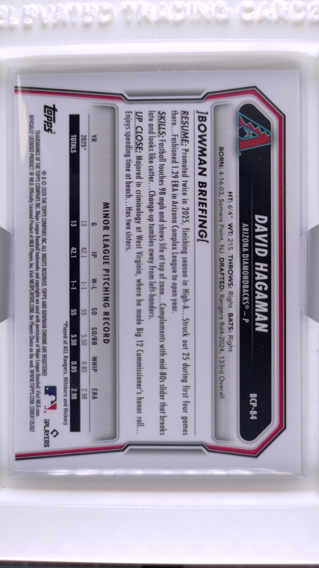 2026 Bowman Baseball David Hagaman 