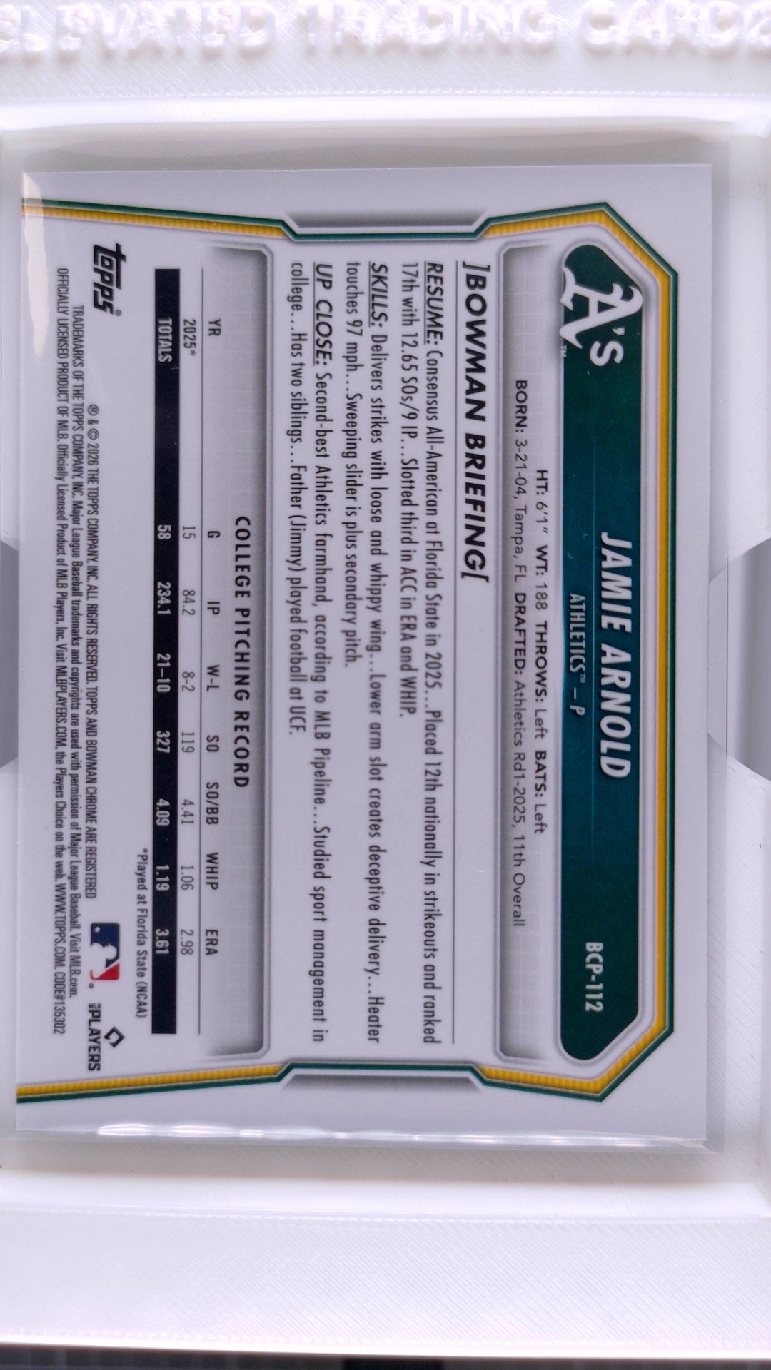 2026 Bowman Baseball Jamie Arnold 