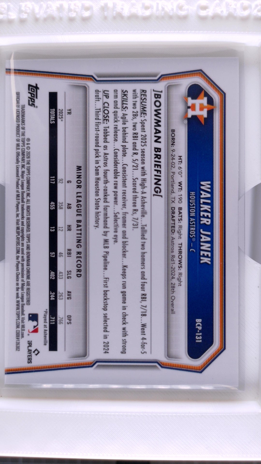 2026 Bowman Baseball Walker Janek 