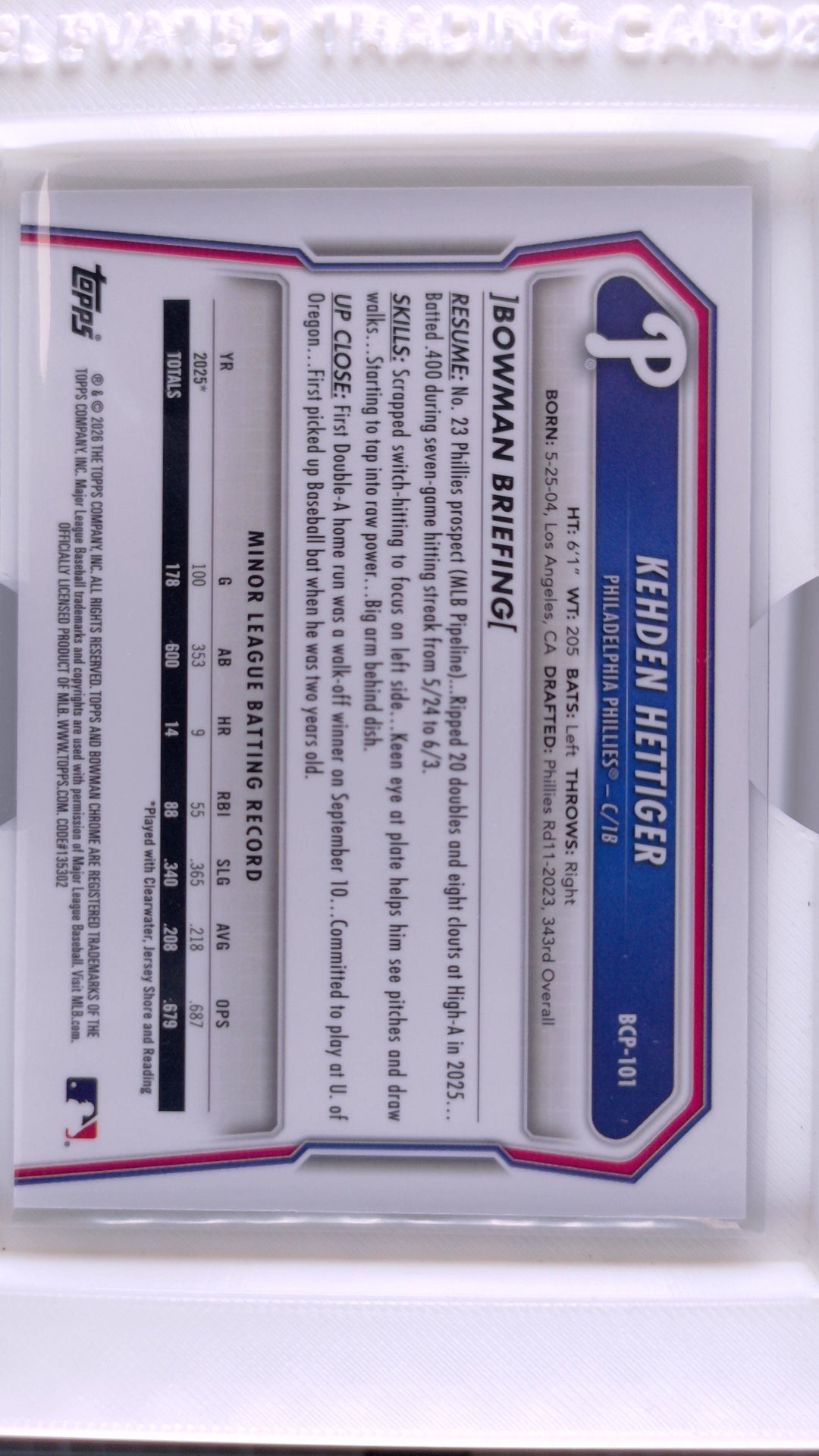2026 Bowman Baseball Kehden Hettiger 