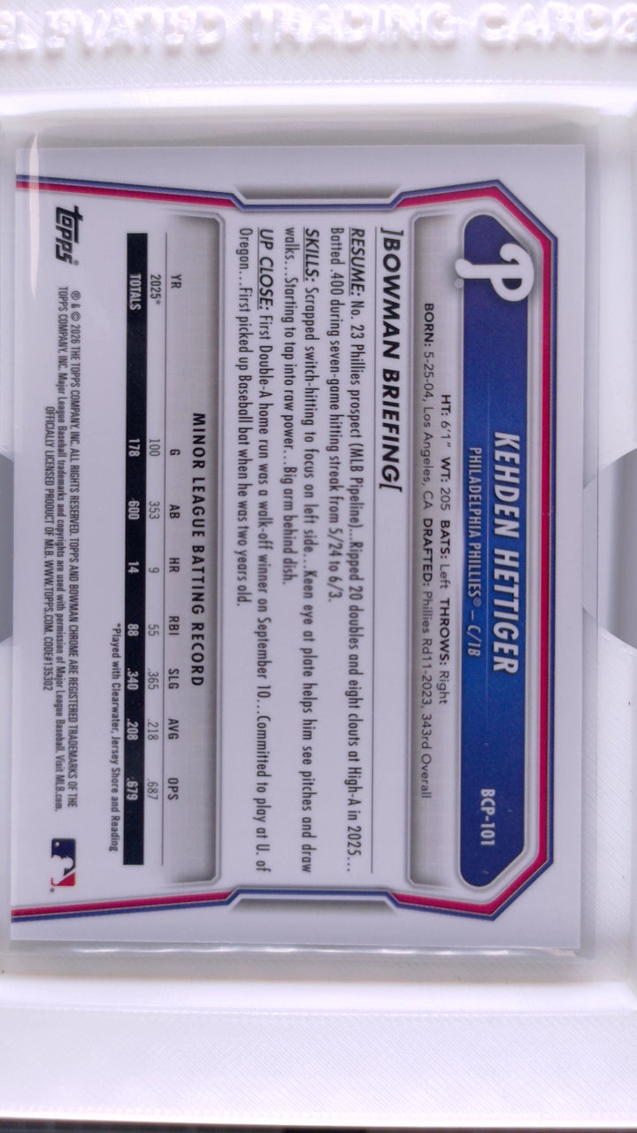 2026 Bowman Baseball Kehden Hettiger 