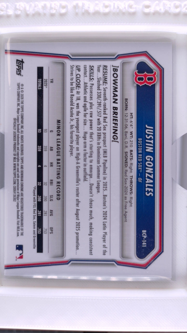 2026 Bowman Baseball Justin Gonzales 