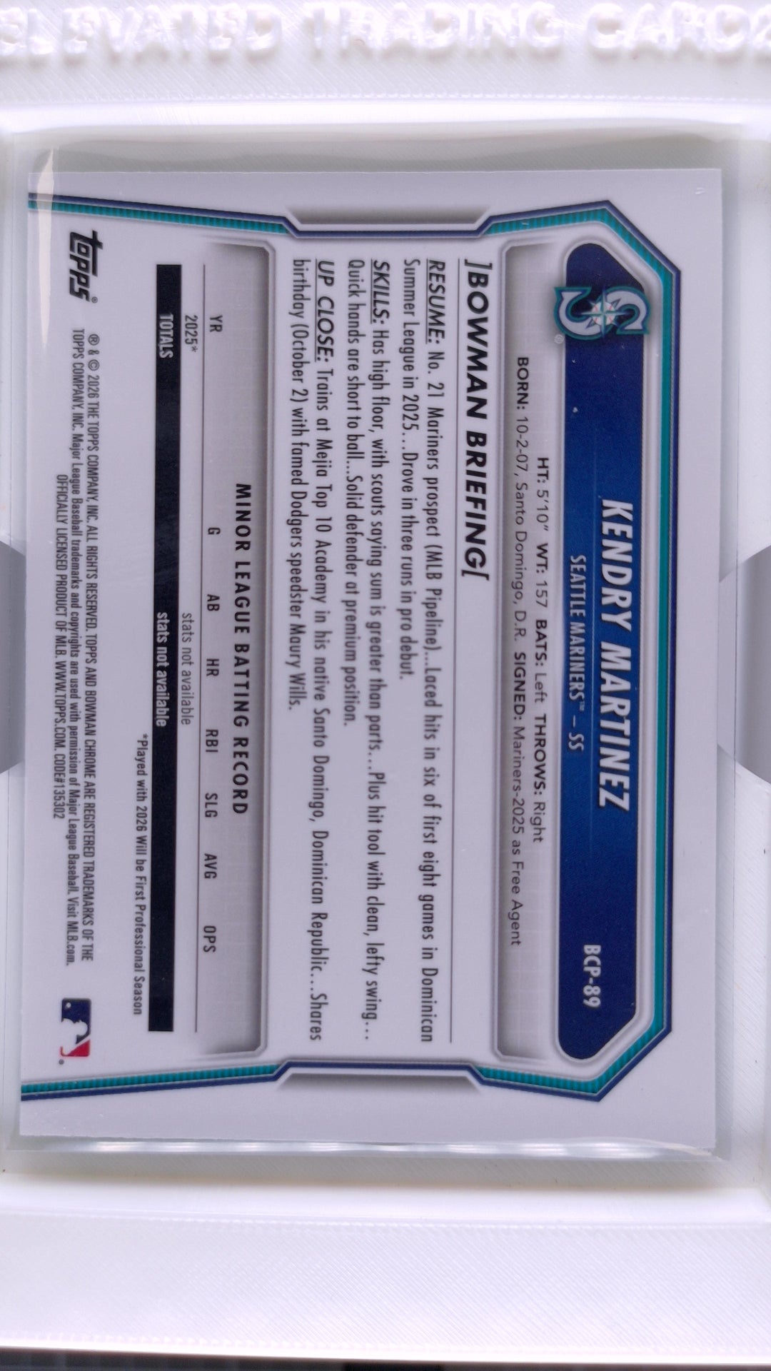 2026 Bowman Baseball Kendry Martinez 