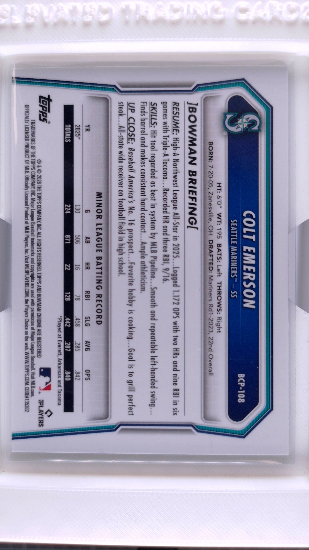 2026 Bowman Baseball Colt Emerson 