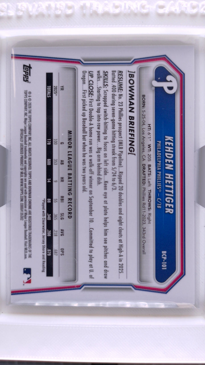 2026 Bowman Baseball Kehden Hettiger 