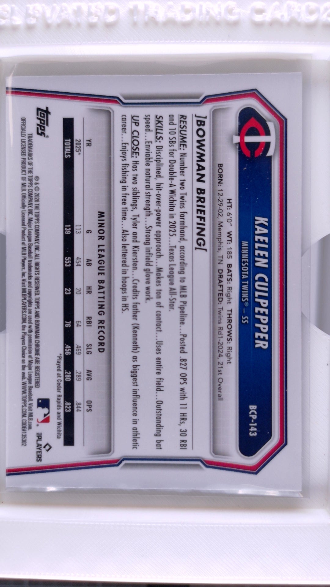 2026 Bowman Baseball Kaelen Culpepper 