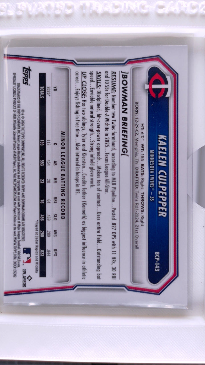 2026 Bowman Baseball Kaelen Culpepper 