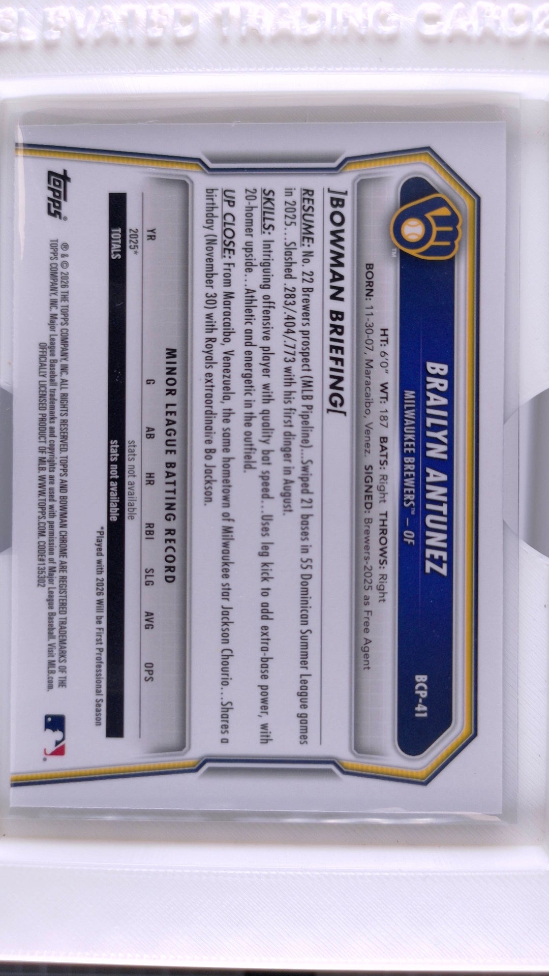 2026 Bowman Baseball Brailyn Antunez 