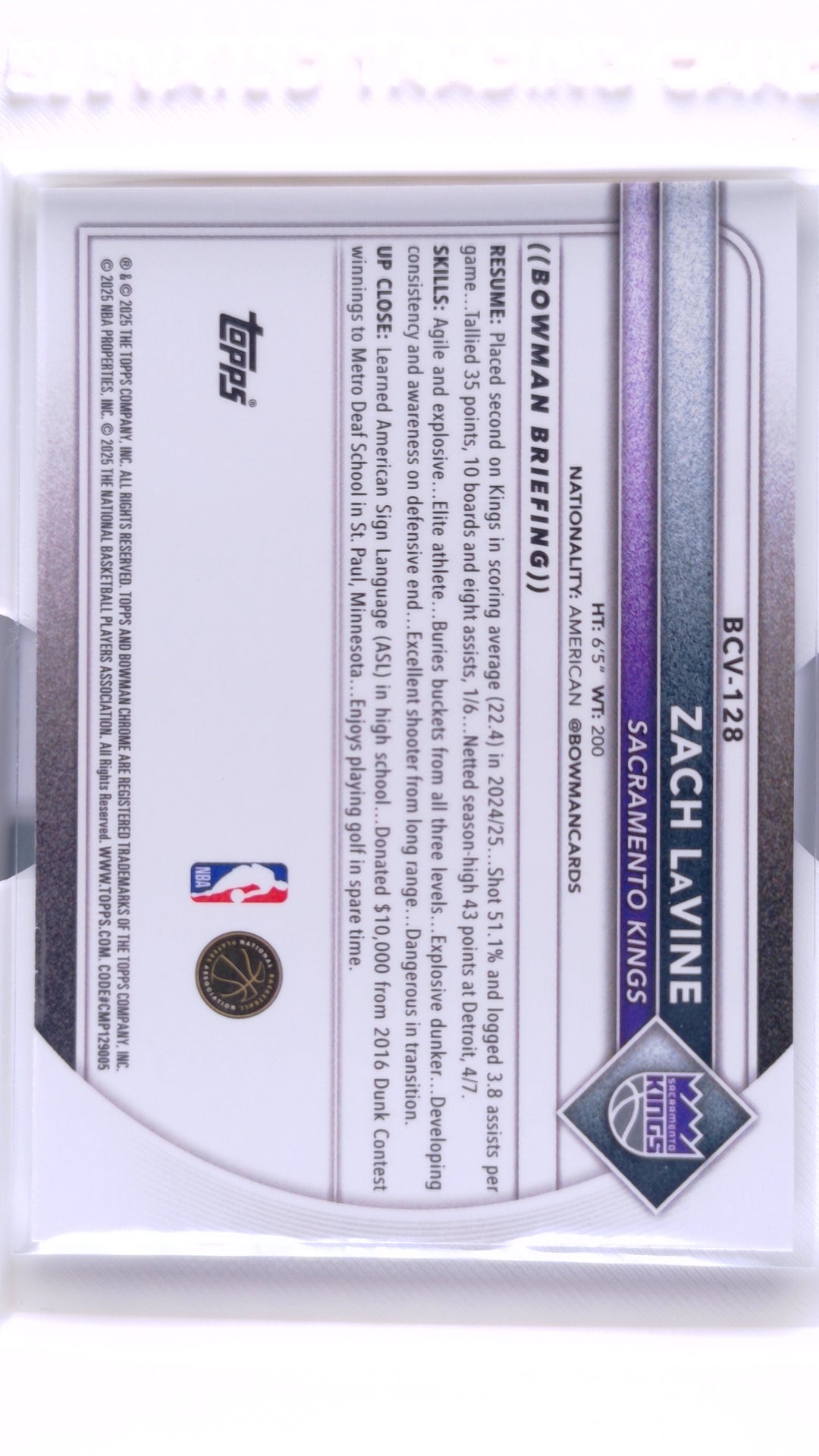 #BCV-128 Zach LAVine Chrome - back
