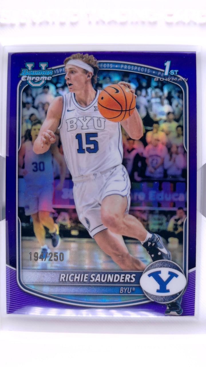 2025 Bowman Basketball Richie Saunders #BCP-66 Chrome Prospects Purple Refractor #194/250 — Front