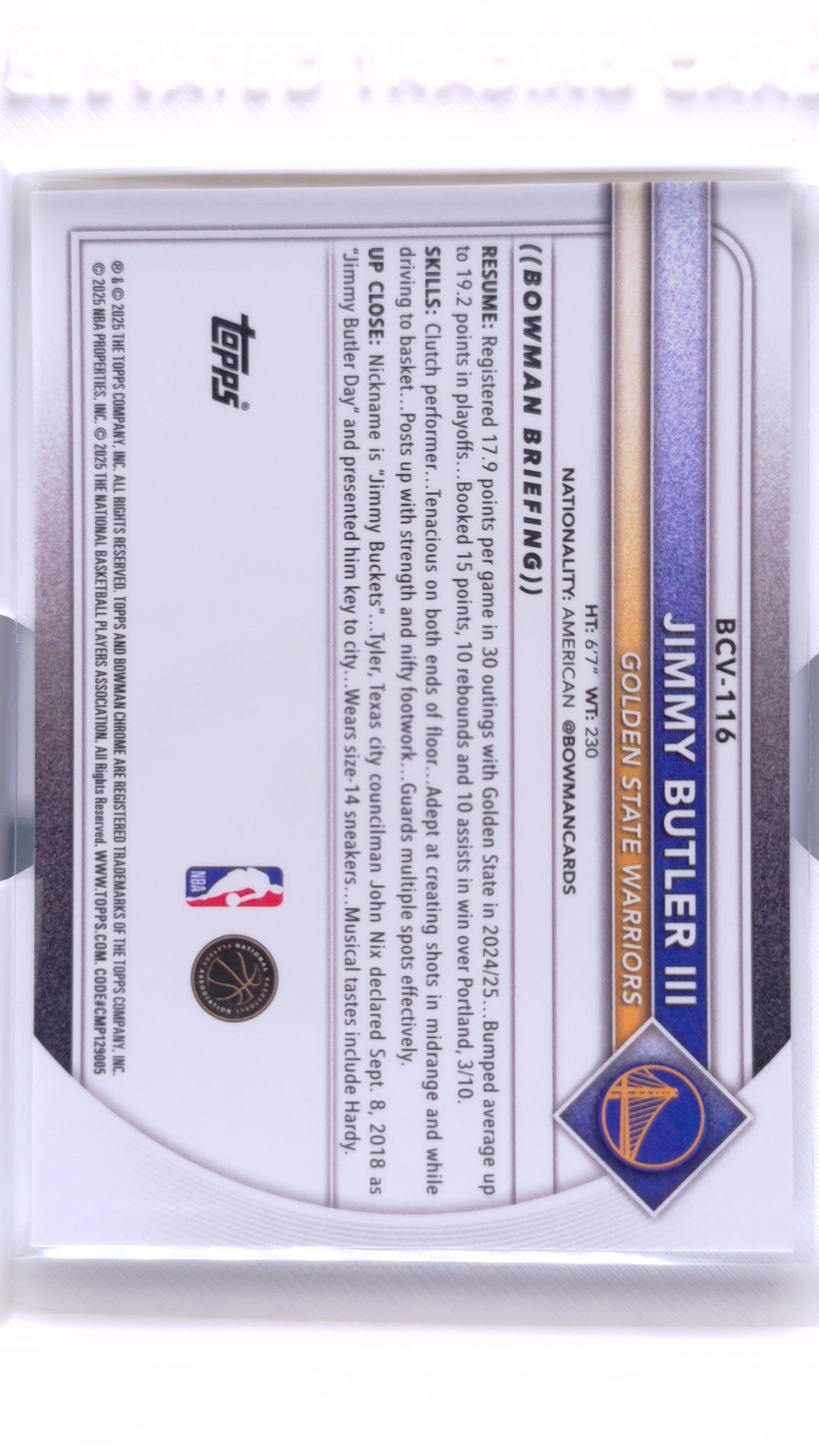 #BCV-116 Jimmy Butler III Chrome - back