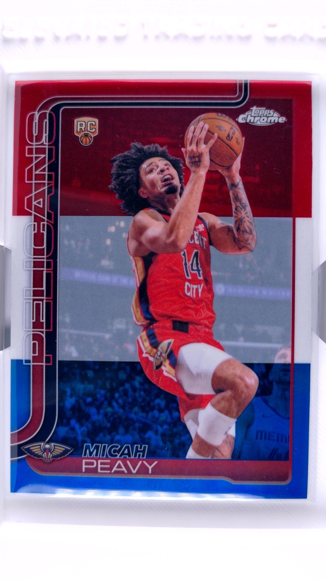 #191 Micah Peavy Rookie Red, White & Blue Refractor - front
