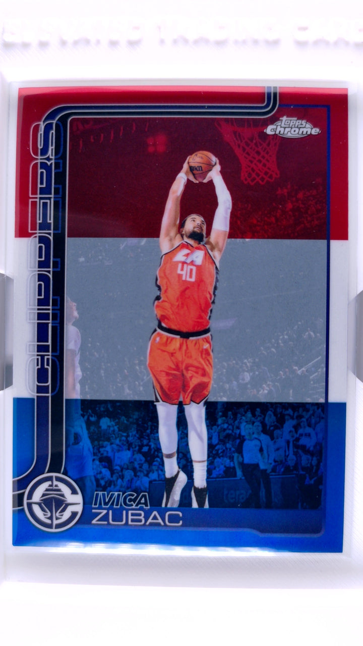 2025 Topps Chrome Update Basketball Ivica Zubac #37 Red, White & Blue Refractor — Front