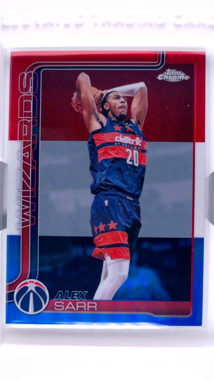2025 Topps Chrome Update Basketball Alex Sarr #87 Red, White & Blue Refractor — Front