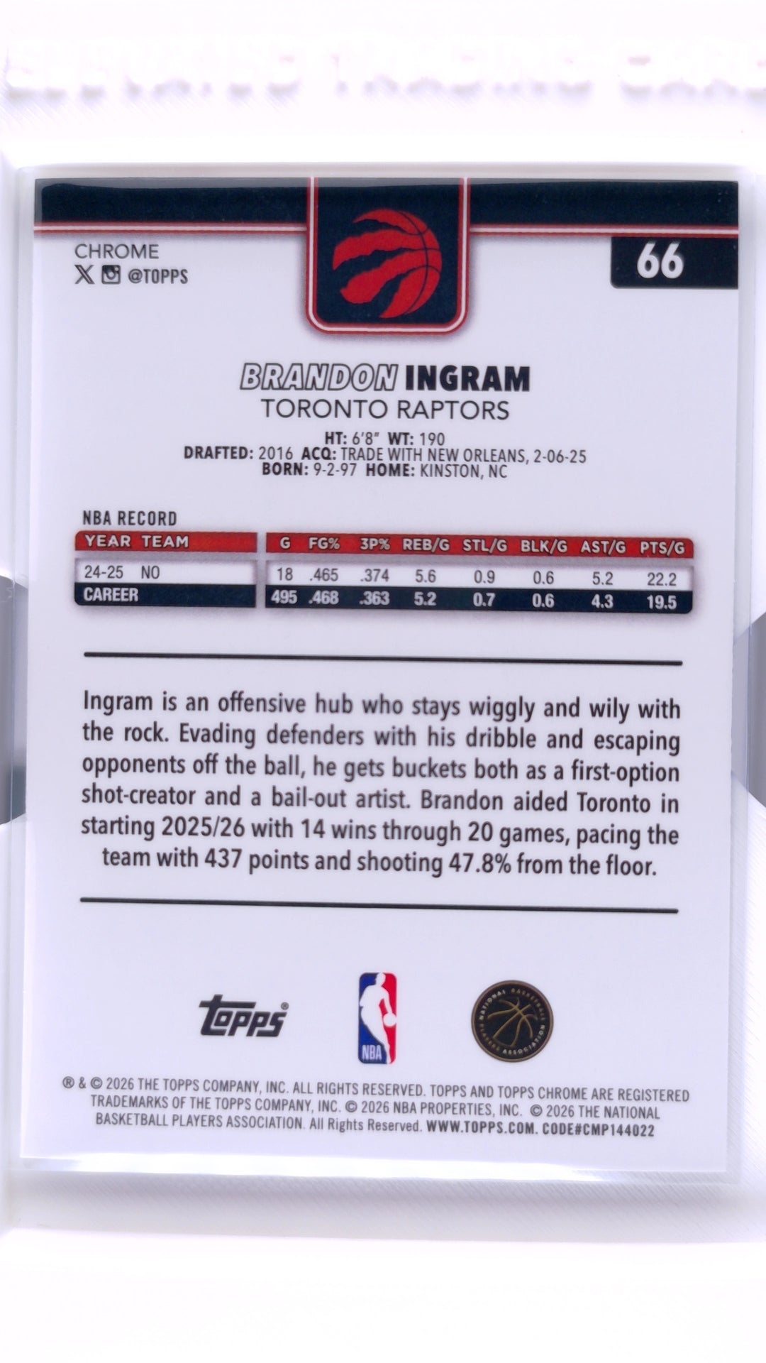 #99 Buddy Hield RayWave Refractor - back