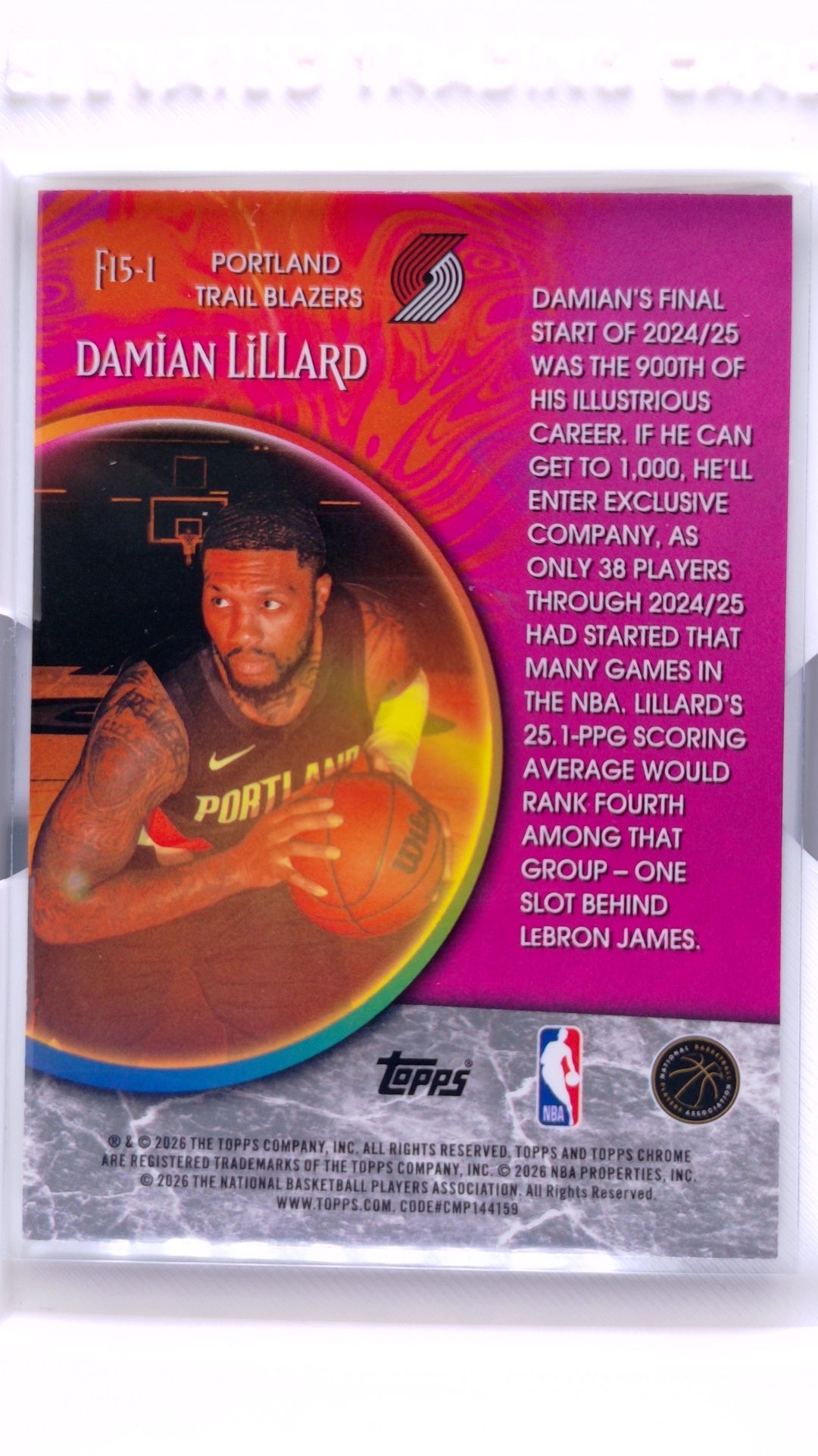 #F15-1 Damian Lillard Fortune 15 - back