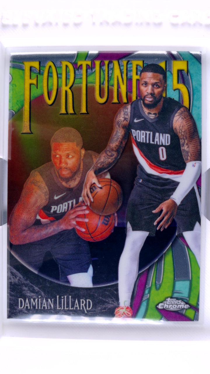 2025 Topps Chrome Update Basketball Damian Lillard #F15-1 Fortune 15 — Front