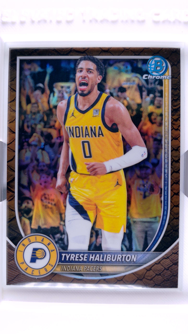 2025 Bowman Basketball Tyrese Haliburton #BCV-77 Chrome Reptilian Refractor — Front