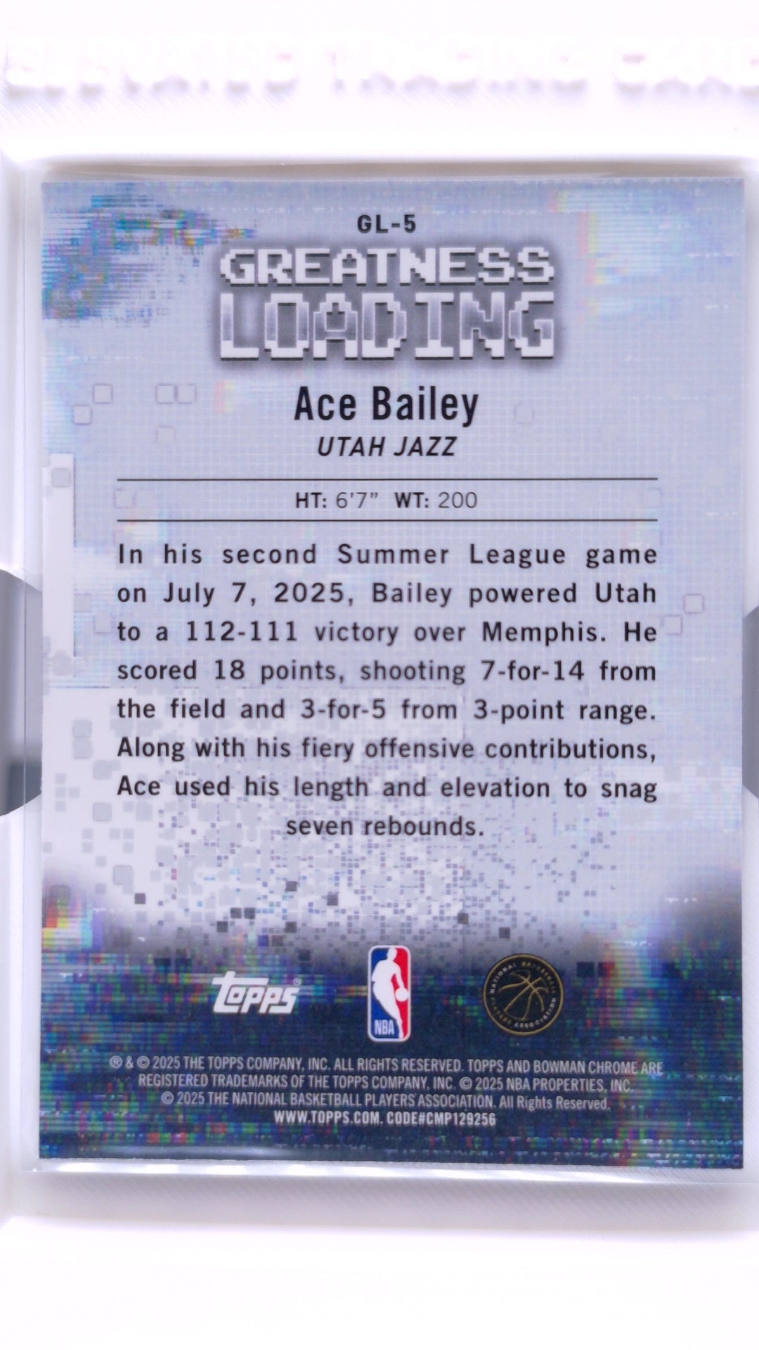 #GL-5 Ace Bailey Rookie Greatness Loading - back