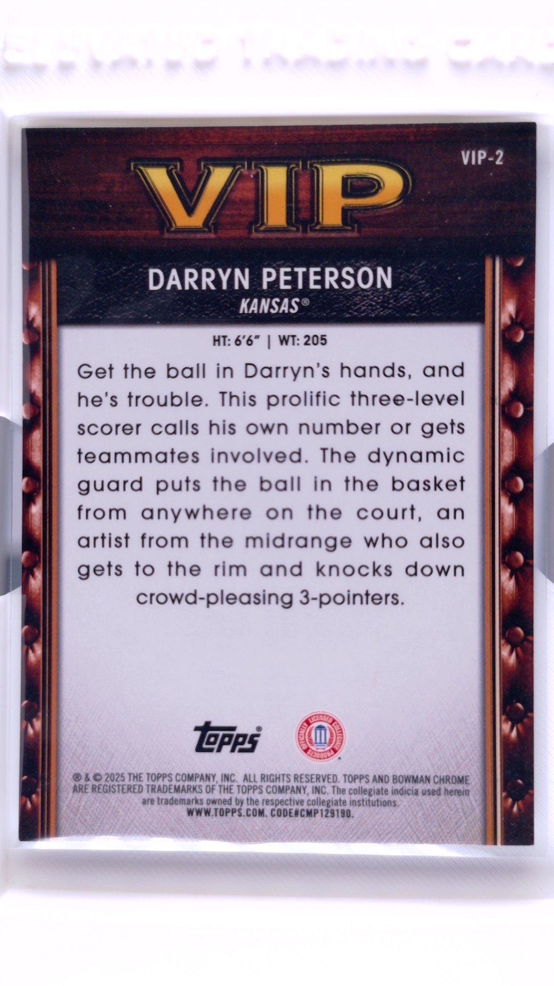 #VIP-2 Darryn Peterson Very Important Prospects - back