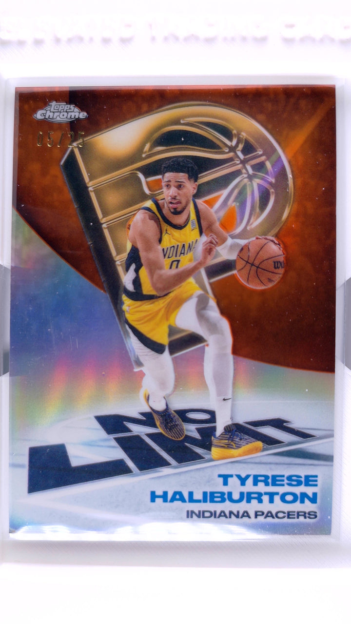2025 Topps Chrome Update Basketball Tyrese Haliburton #IP-7 No Limit Orange Refractor #5/25 — Front