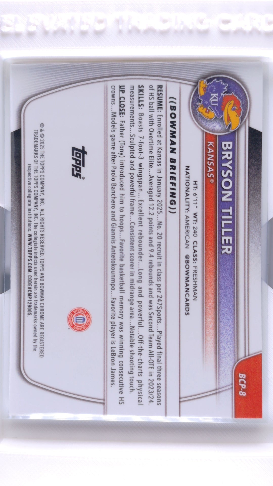 #BCP-8 Bryson Tiller Chrome Prospects - back