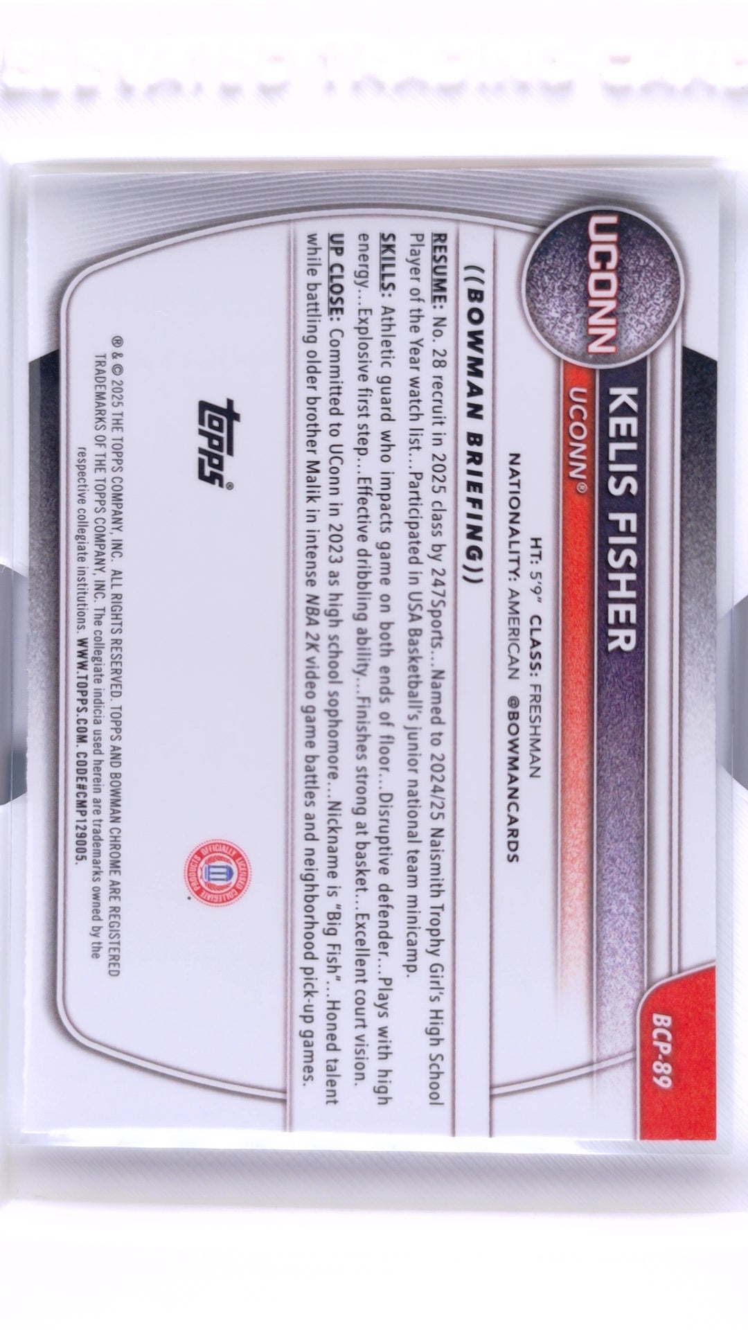#BCP-89 Kelis Fisher Chrome Prospects - back