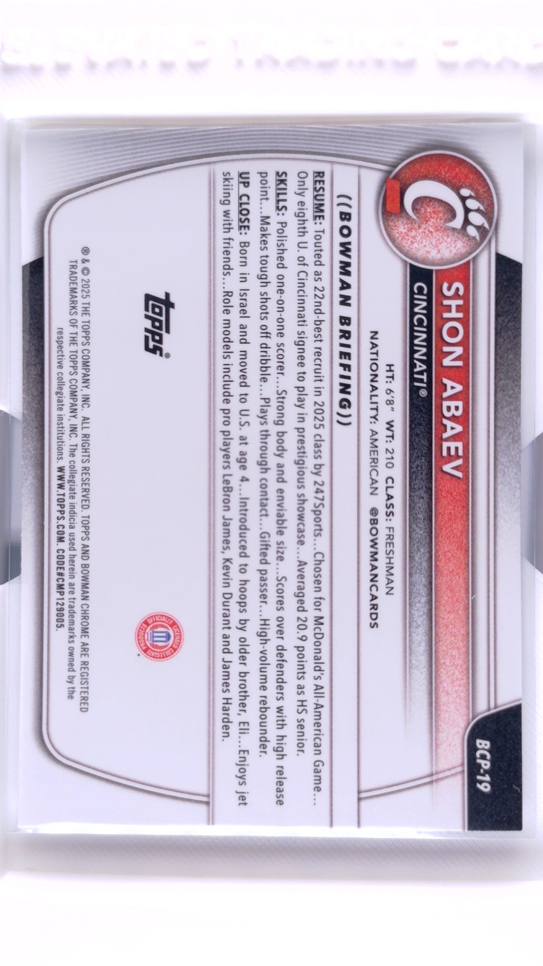 #BCP-19 Shon Abaev Chrome Prospects - back
