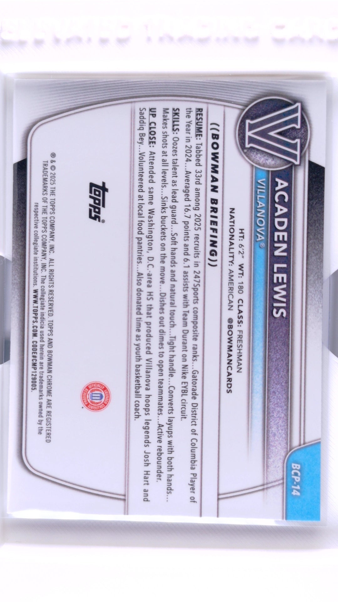 #BCP-14 Acaden Lewis Chrome Prospects - back