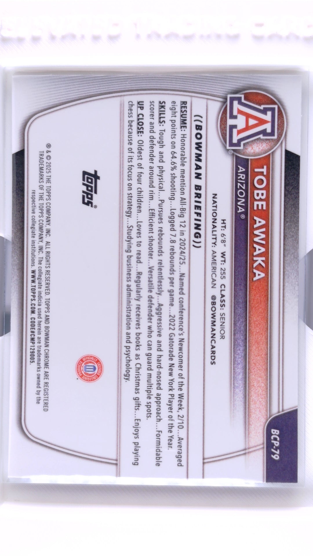 #BCP-79 Tobe Awaka Chrome Prospects - back