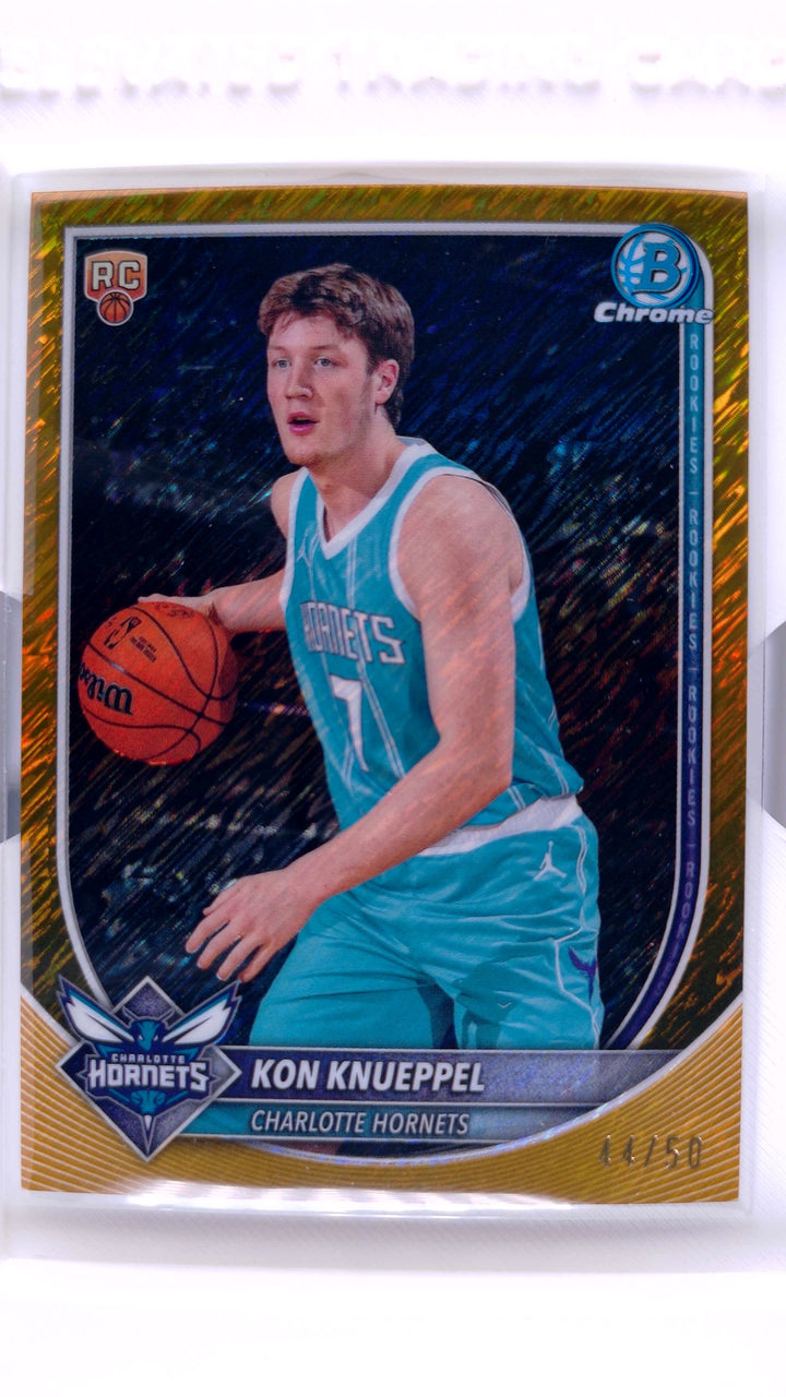 2025 Bowman Basketball Kon Knueppel #BCV-4 Chrome Gold Shimmer Refractor #44/50 RC — Front