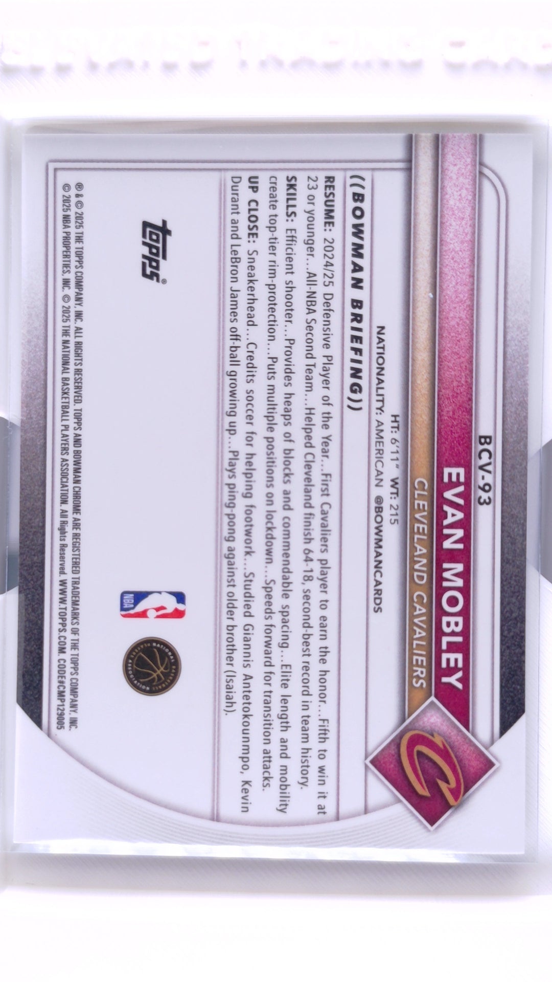 #BCV-93 Evan Mobley Chrome - back