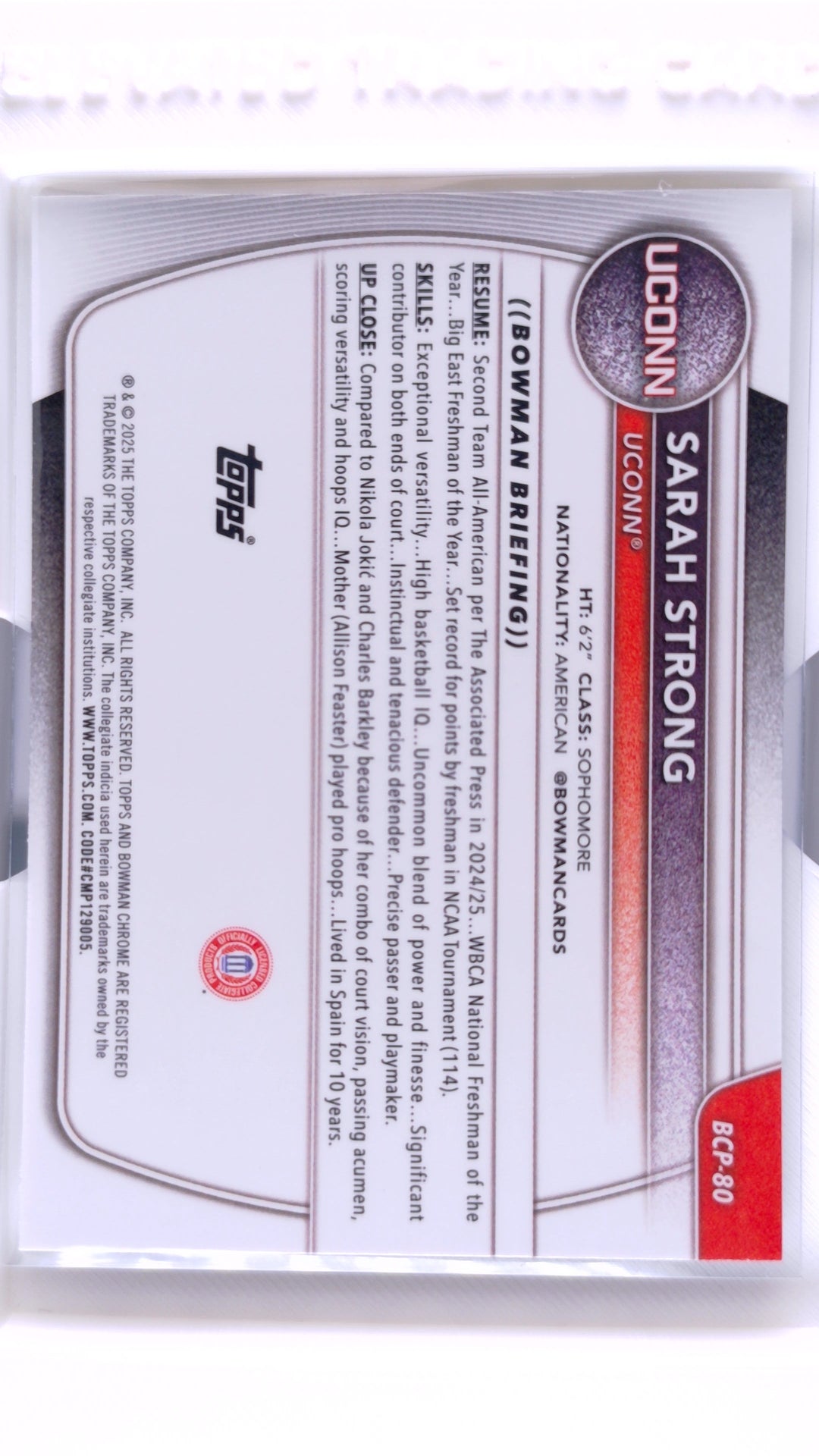 #BCP-80 Sarah Strong Chrome Prospects - back