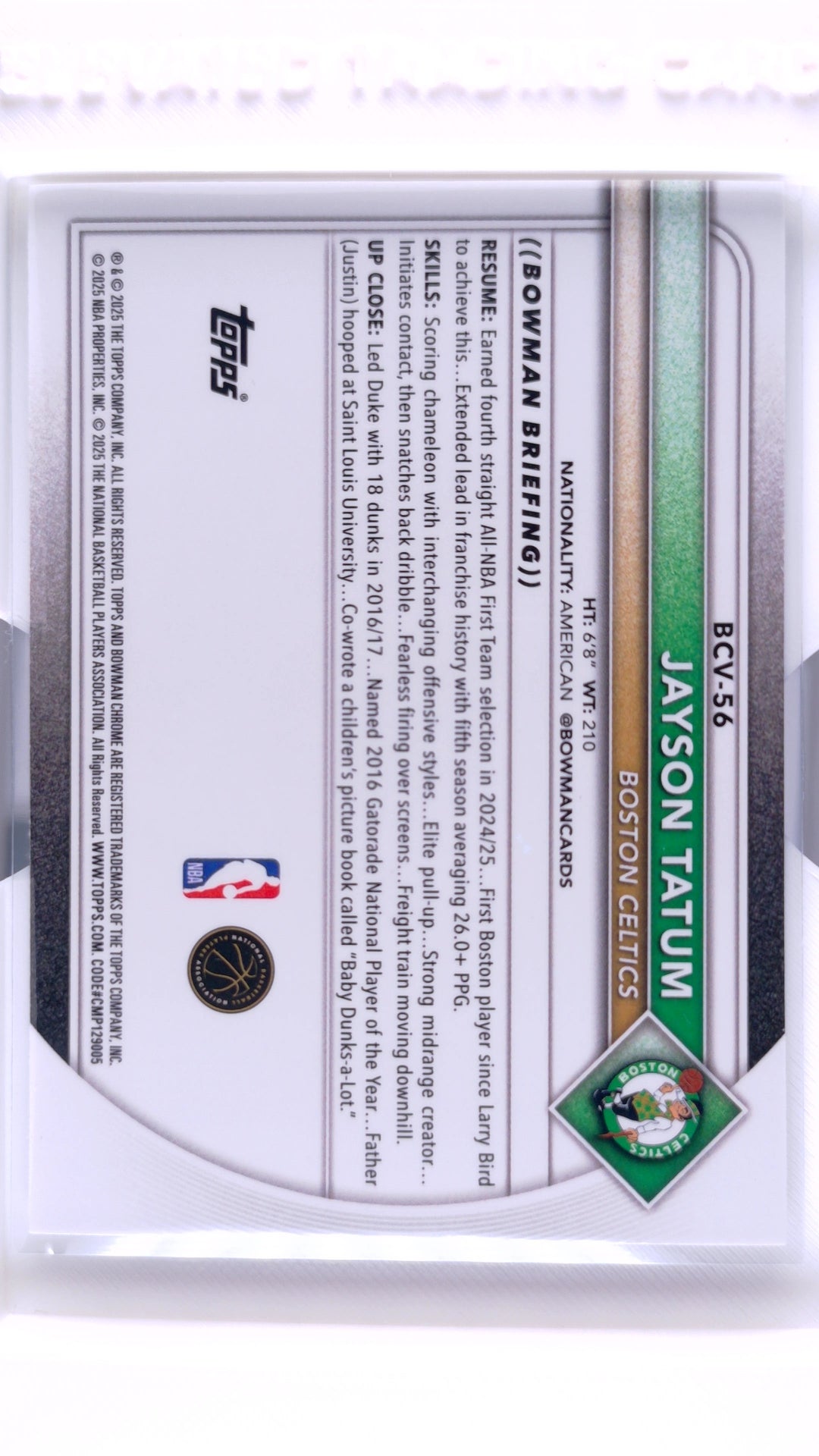 #BCV-56 Jayson Tatum Chrome - back