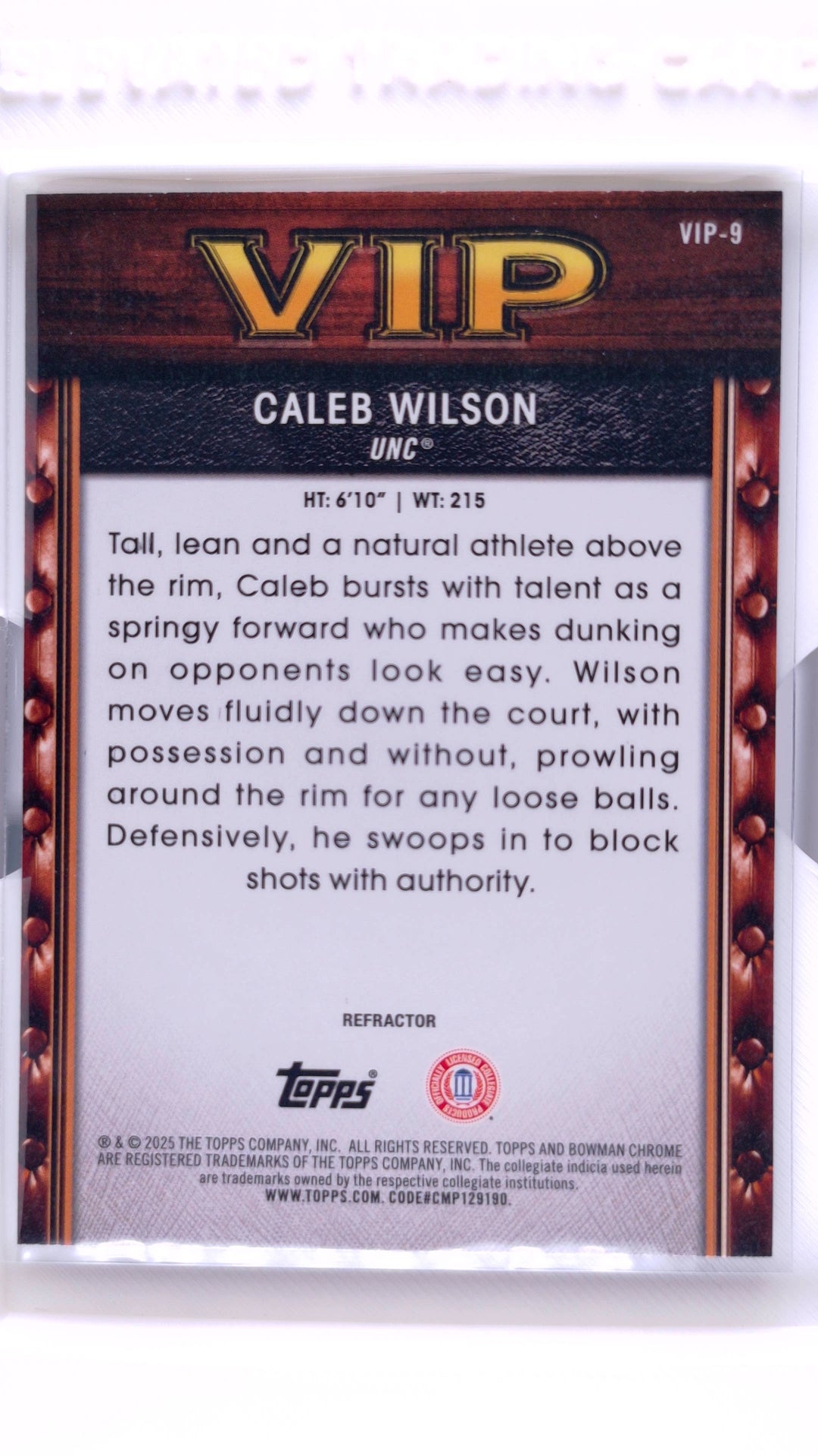 #VIP-9 Caleb Wilson Very Important Prospects - back