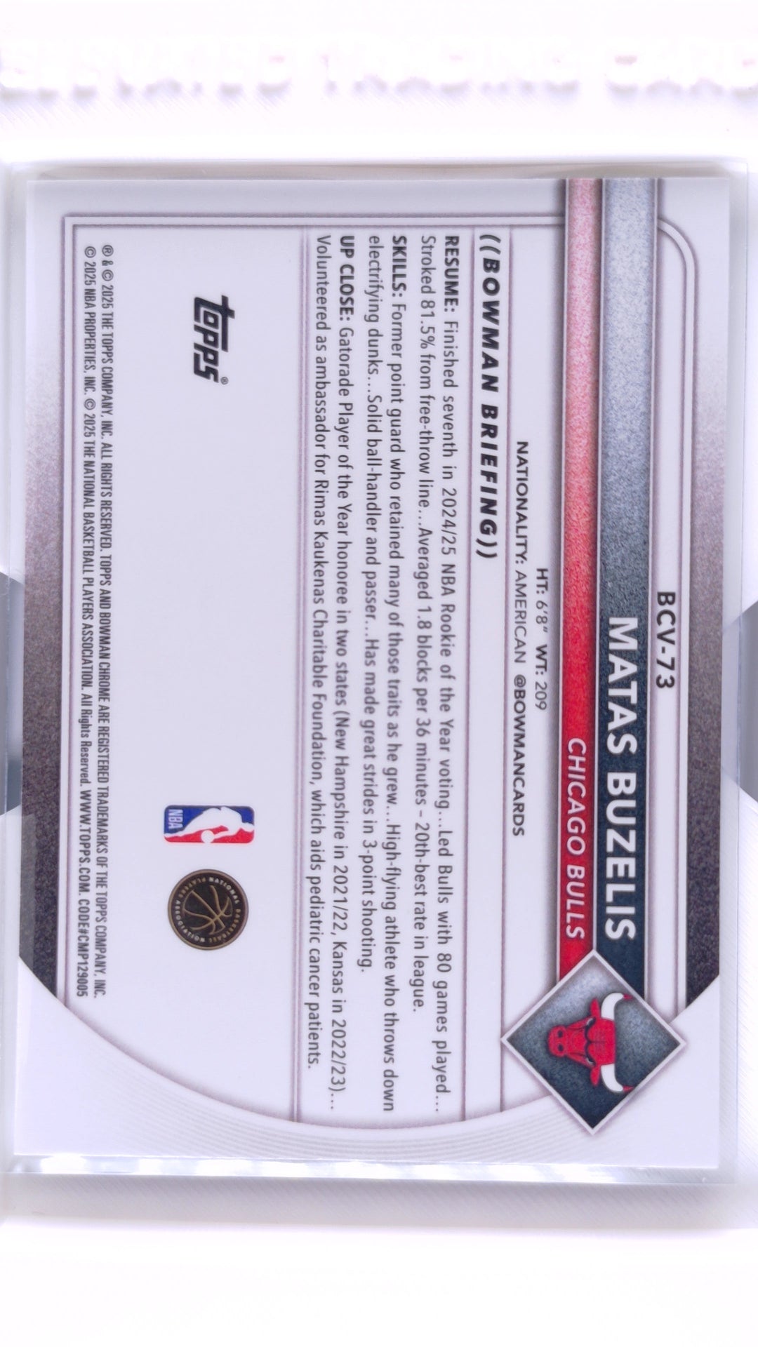 #BCV-73 Matas Buzelis Chrome - back