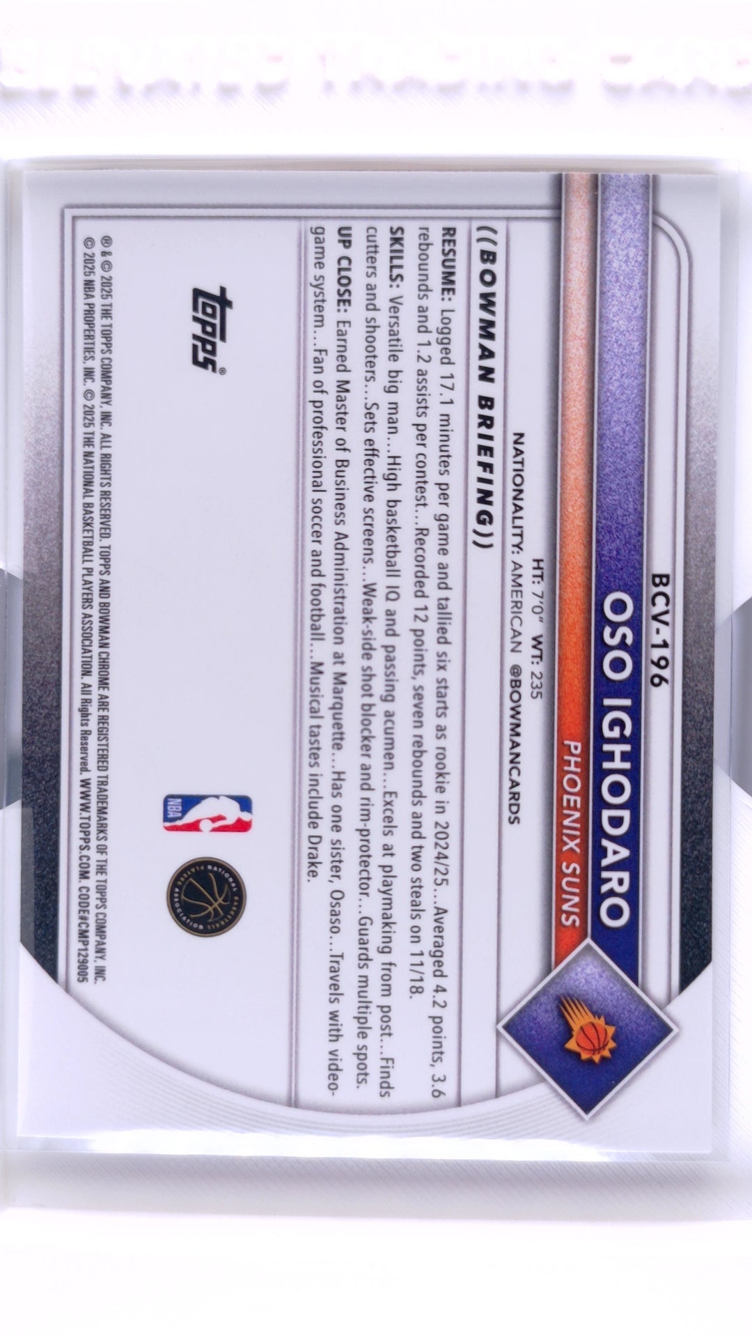 #BCV-196 Oso Ighodaro Chrome - back