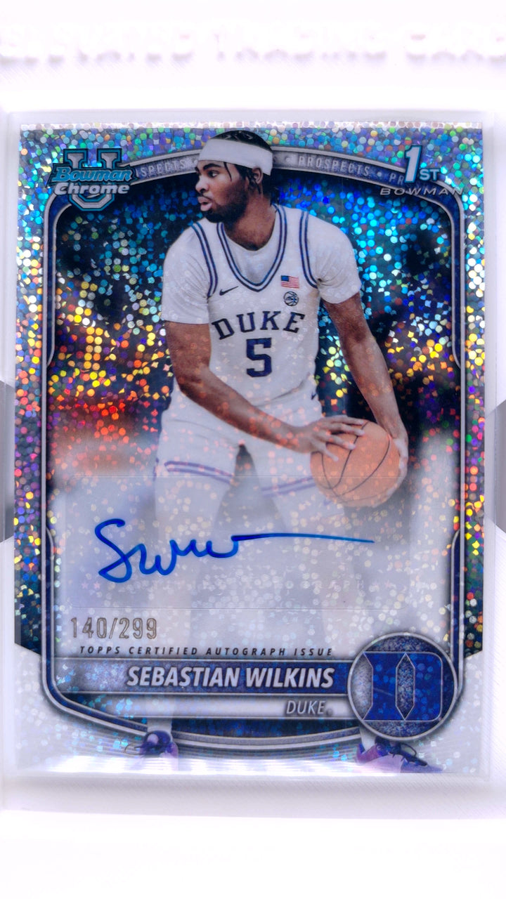 2025 Bowman Basketball Sebastian Wilkins #CPA-SI Chrome Prospect Autographs Speckle Refractor #140/299 Auto — Front