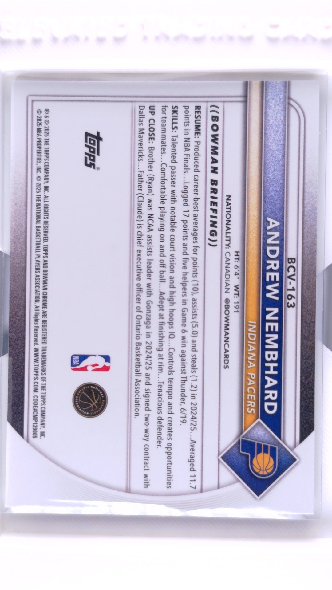 #BCV-163 Andrew Nembhard Chrome - back