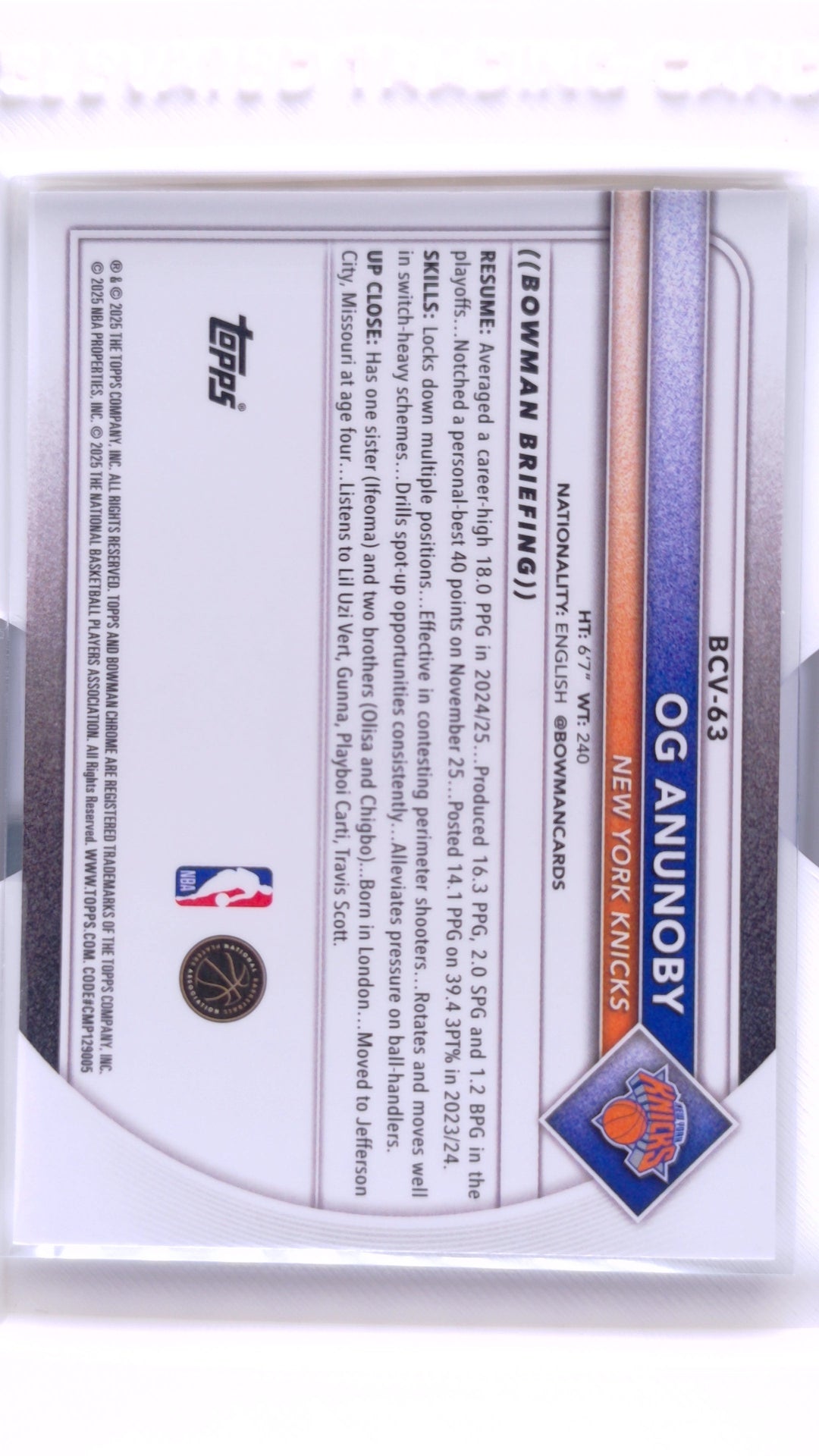 #BCV-63 OG Anunoby Chrome - back