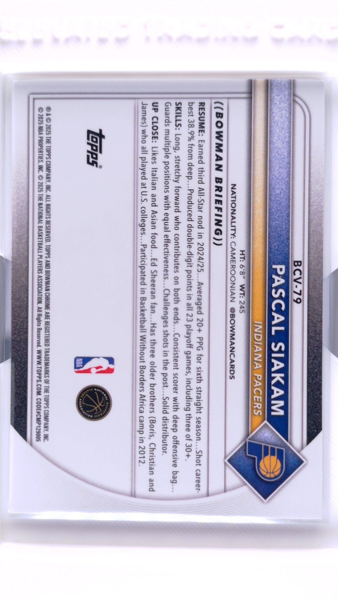 #BCV-79 Pascal Siakam Chrome - back