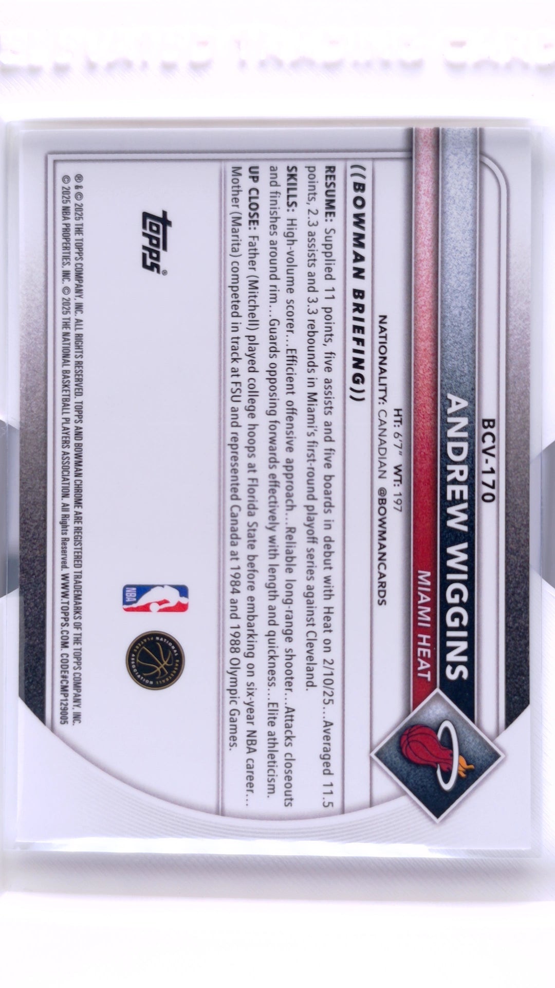 #BCV-170 Andrew Wiggins Chrome - back