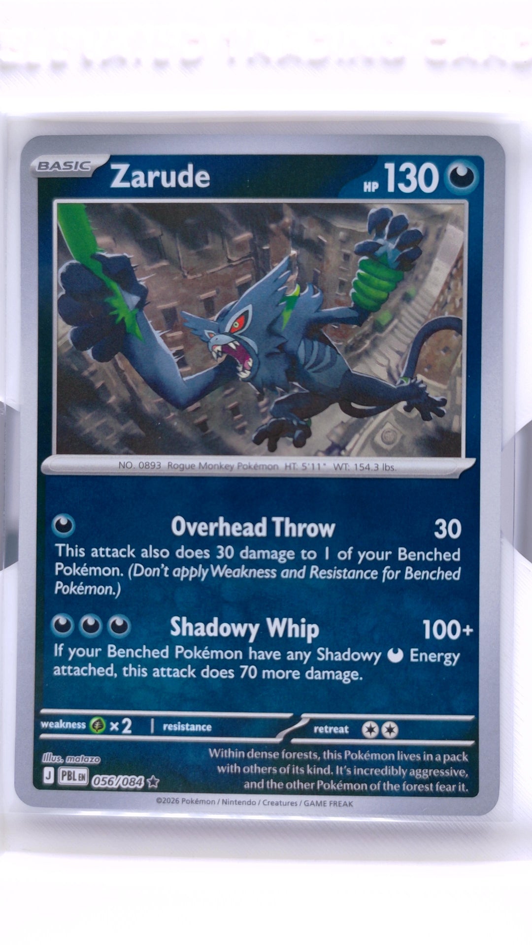 #56 Zarude Reverse Holo Rare - front