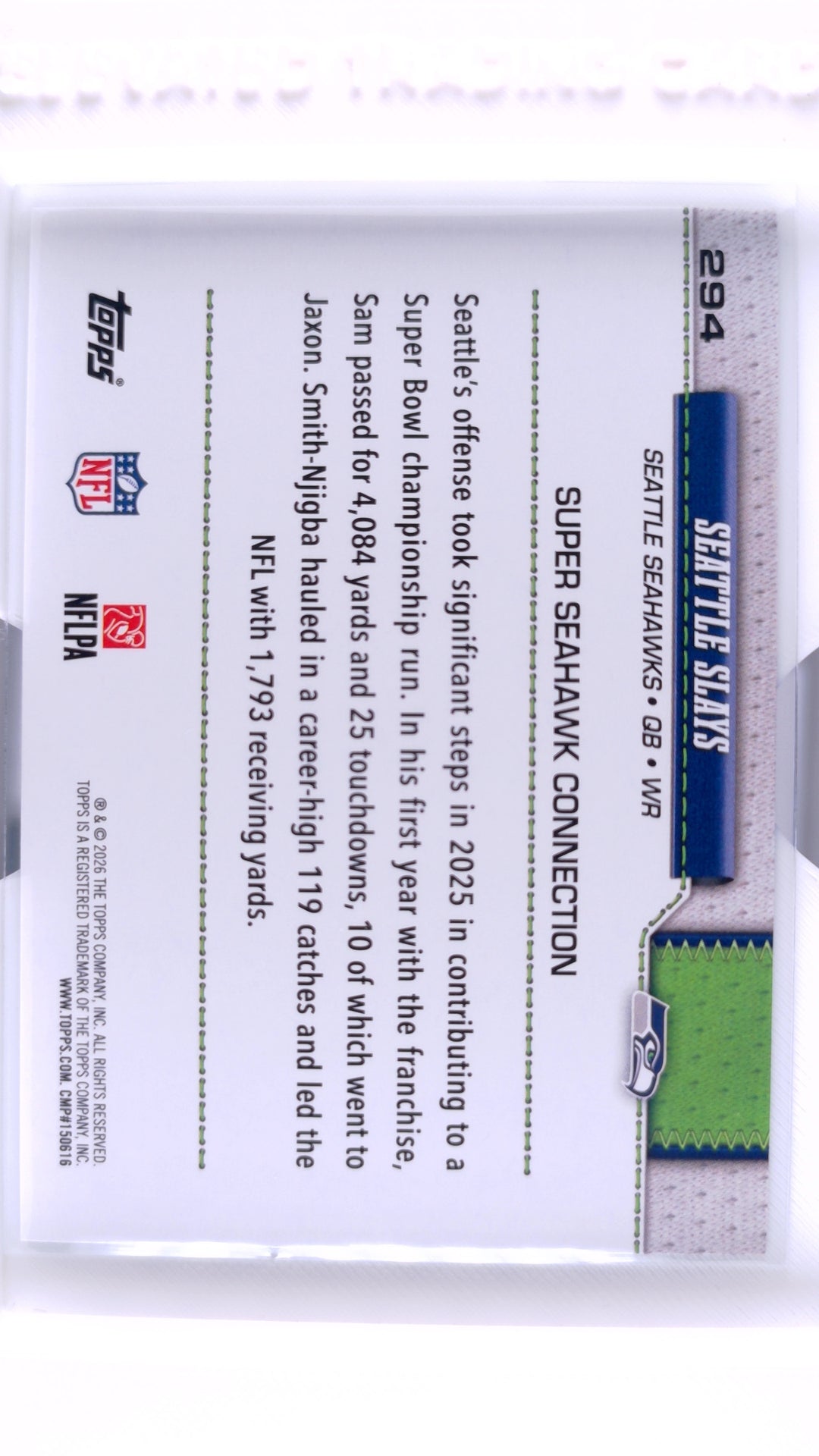 #294 Seattle Seahawks Rainbow Foil - back