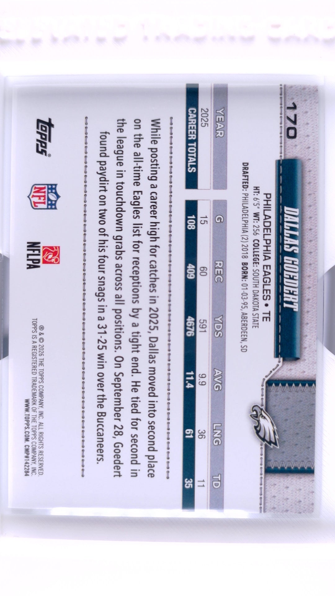 #170 Dallas Goedert Rainbow Foil - back