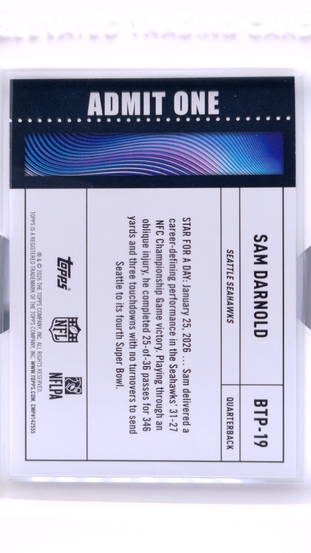 #BTP-19 Sam Darnold Big Ticket Players - back