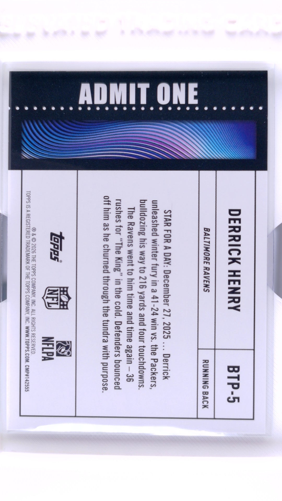 #BTP-5 Derrick Henry Big Ticket Players - back
