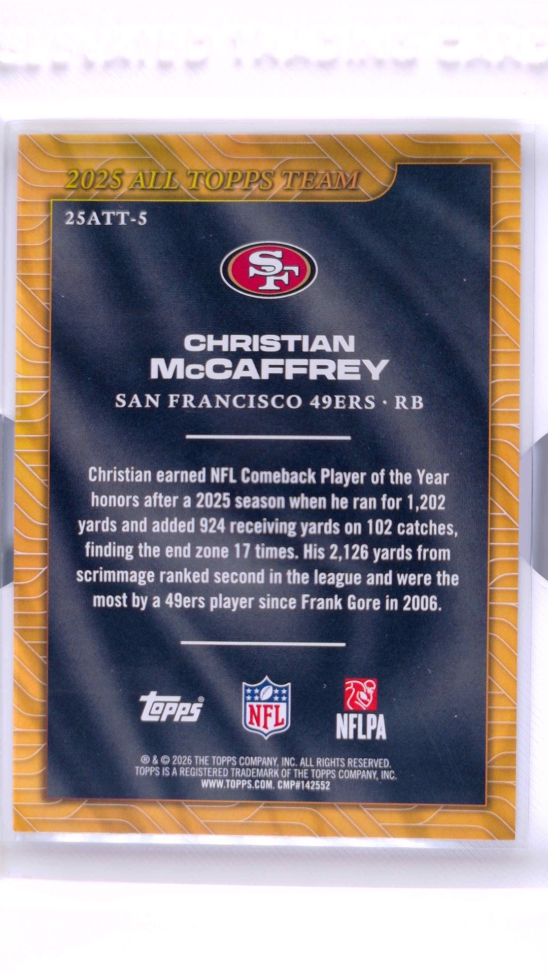 #25ATT-5 Christian McCaffrey 2025 All Topps Team - back
