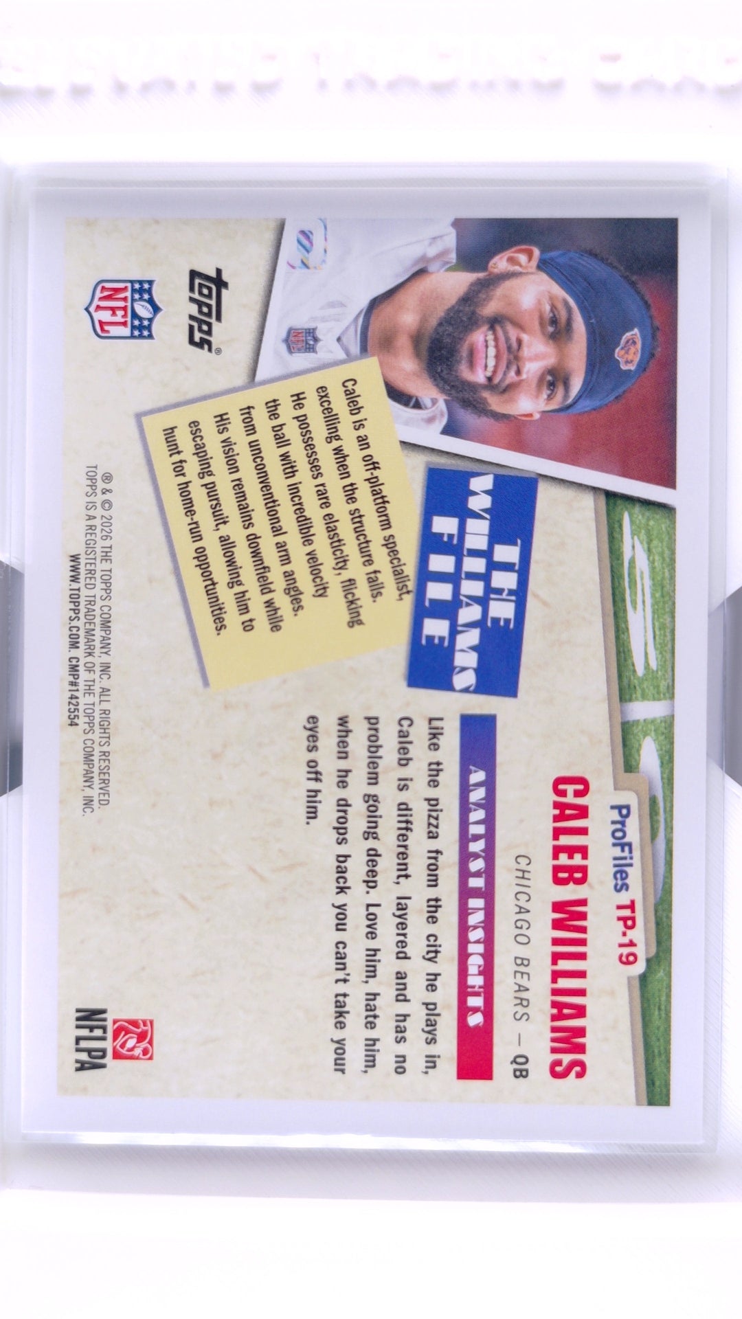 #TP-19 Caleb Williams Topps Profiles - back