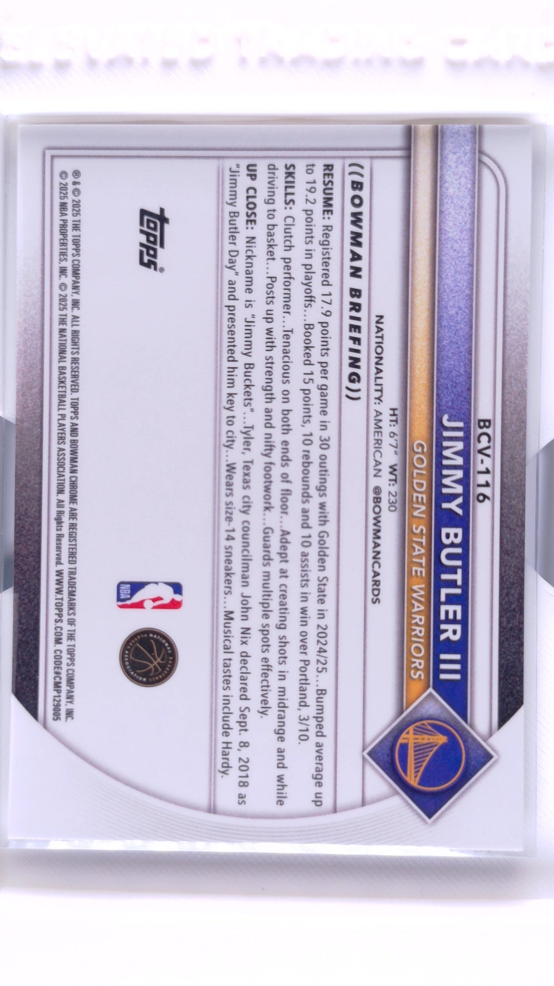 #BCV-116 Jimmy Butler III Chrome - back